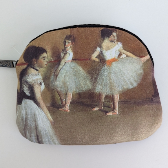 NEW GALLERIA Edgar Degas Ballet Lesson Cosmetic Makeup Bag Plastic Lined Dance - Picture 2 of 9